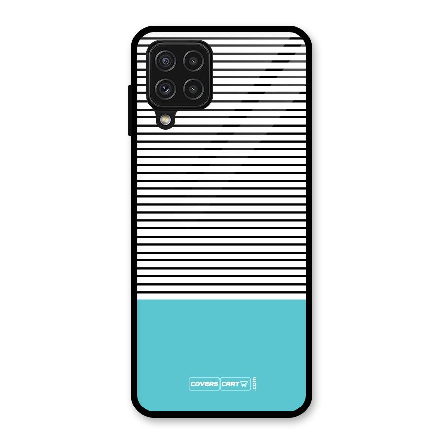 Deep Sky Blue Stripes Glass Back Case for Galaxy A22 4G