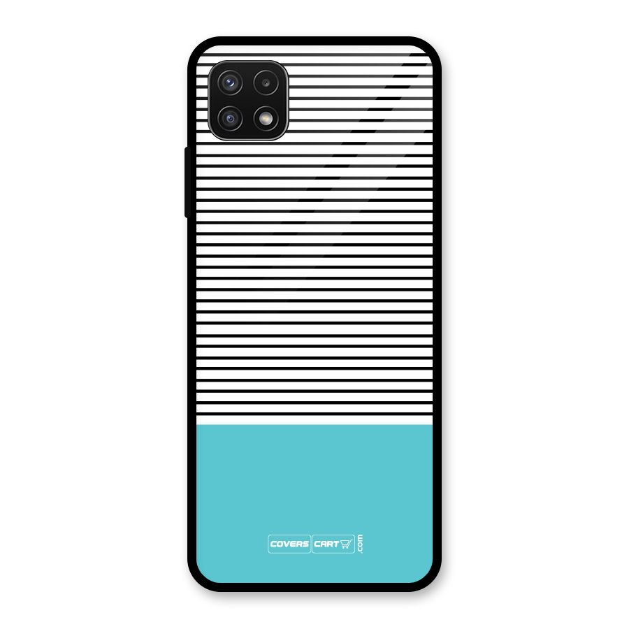 Deep Sky Blue Stripes Glass Back Case for Galaxy A22 5G