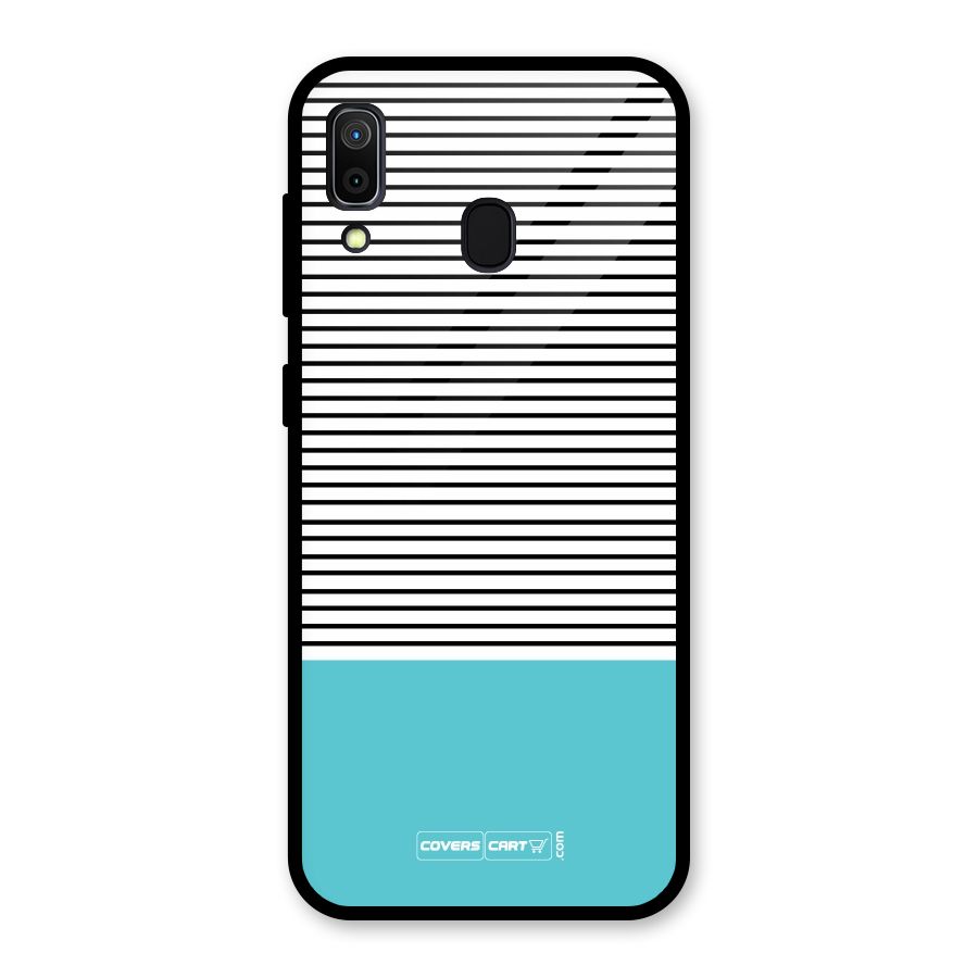 Deep Sky Blue Stripes Glass Back Case for Galaxy A30