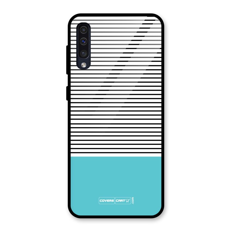 Deep Sky Blue Stripes Glass Back Case for Galaxy A30s