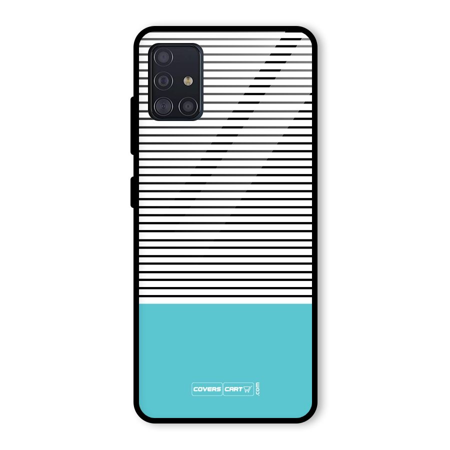 Deep Sky Blue Stripes Glass Back Case for Galaxy A51