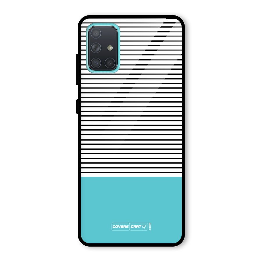 Deep Sky Blue Stripes Glass Back Case for Galaxy A71
