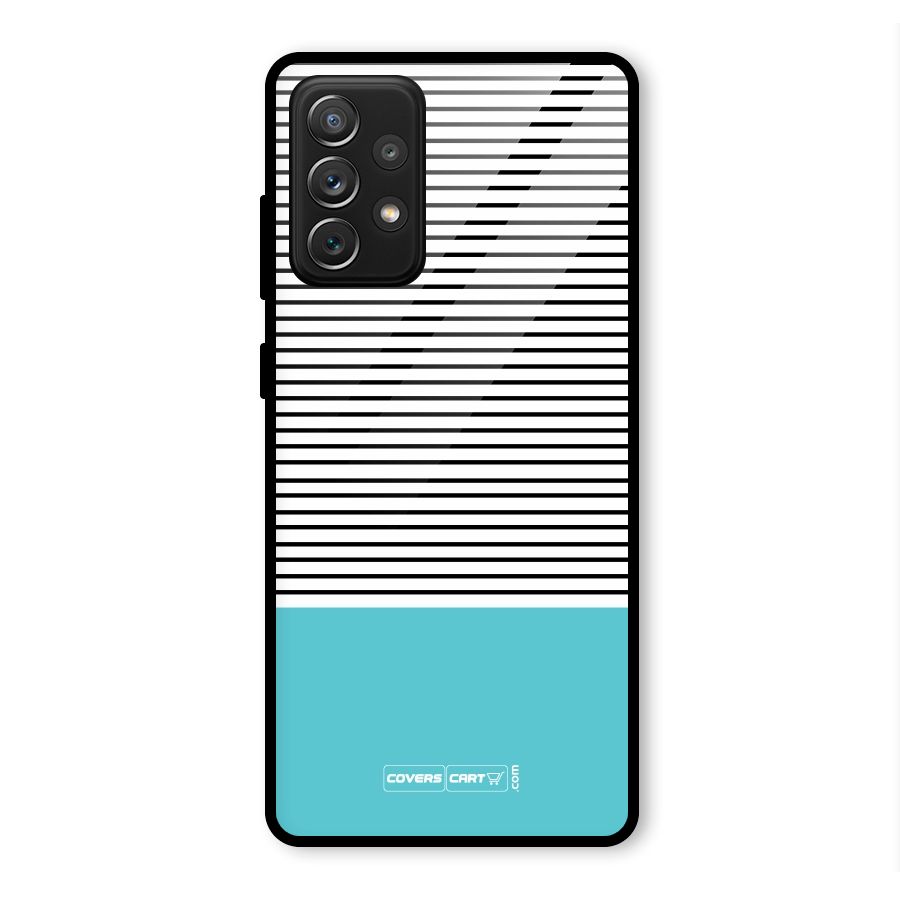 Deep Sky Blue Stripes Glass Back Case for Galaxy A72