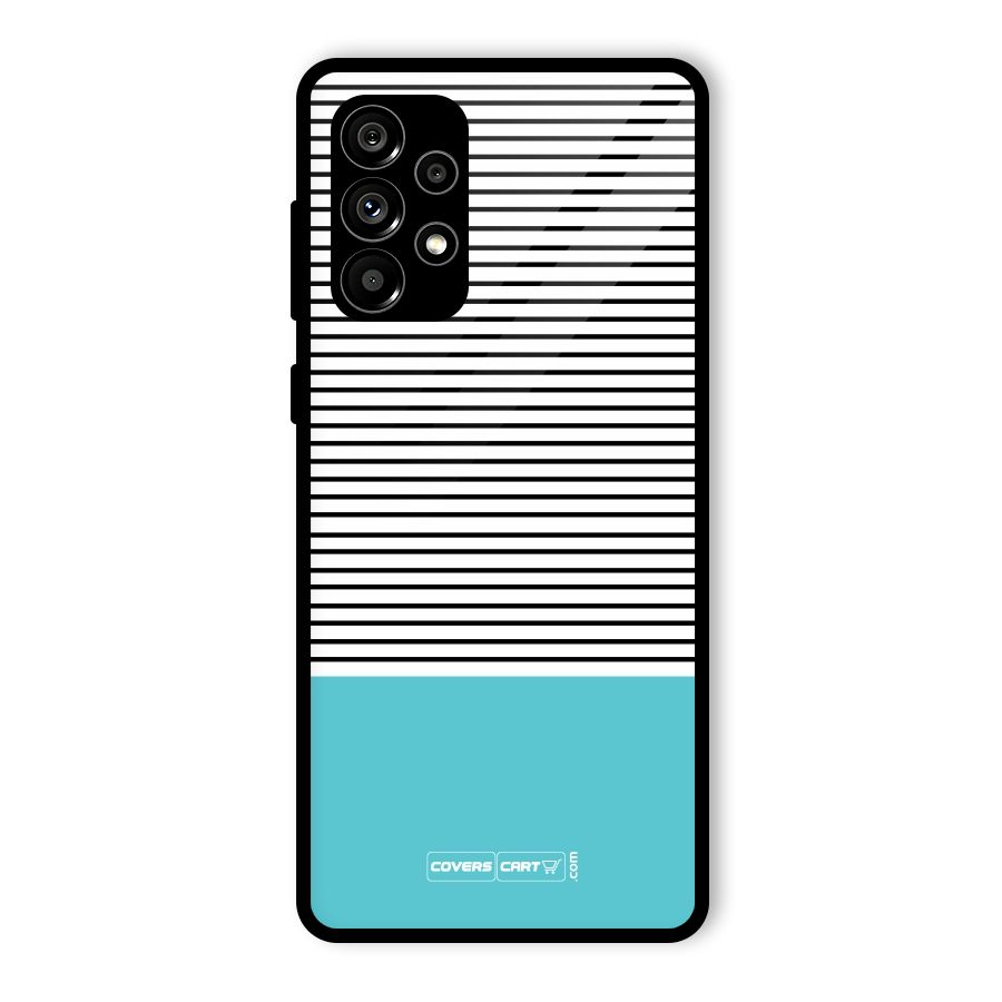 Deep Sky Blue Stripes Glass Back Case for Galaxy A73 5G