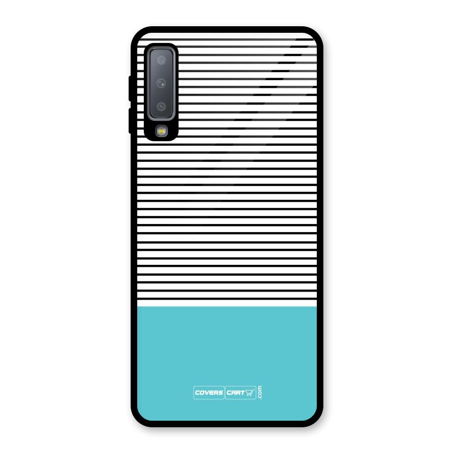 Deep Sky Blue Stripes Glass Back Case for Galaxy A7 (2018)