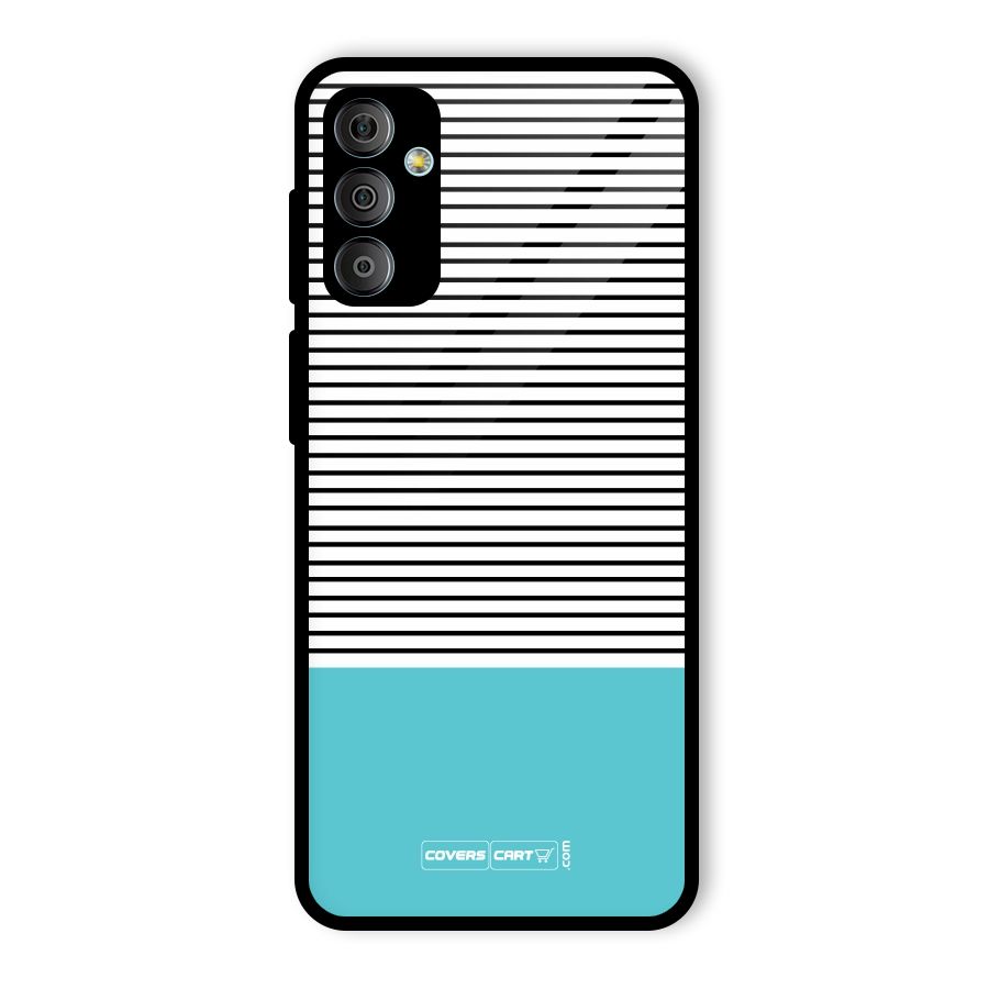 Deep Sky Blue Stripes Glass Back Case for Galaxy F23
