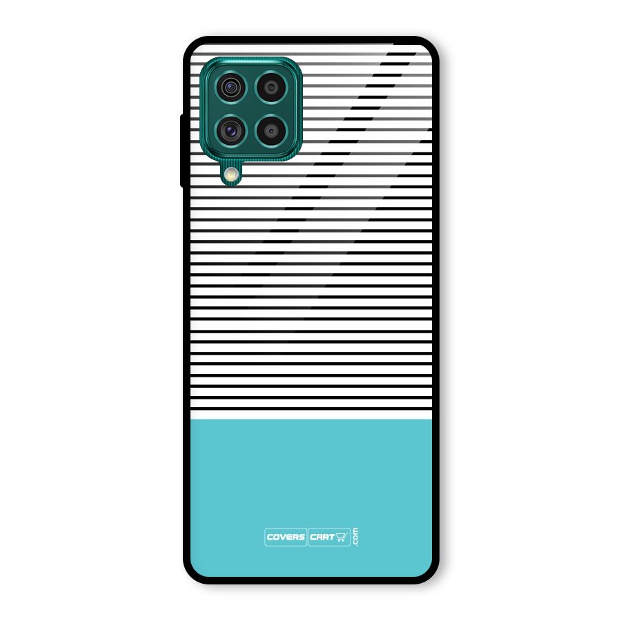 Deep Sky Blue Stripes Glass Back Case for Galaxy F62