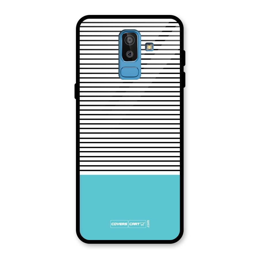 Deep Sky Blue Stripes Glass Back Case for Galaxy J8