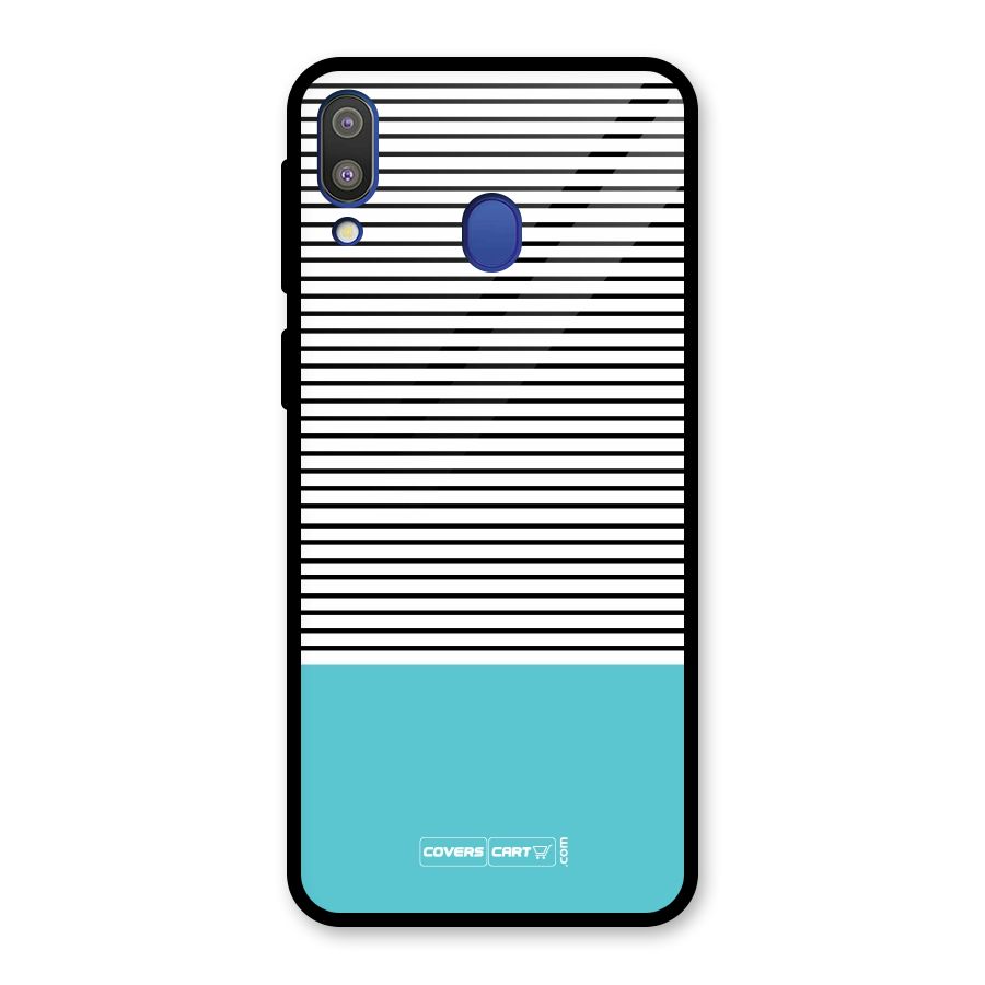 Deep Sky Blue Stripes Glass Back Case for Galaxy M20