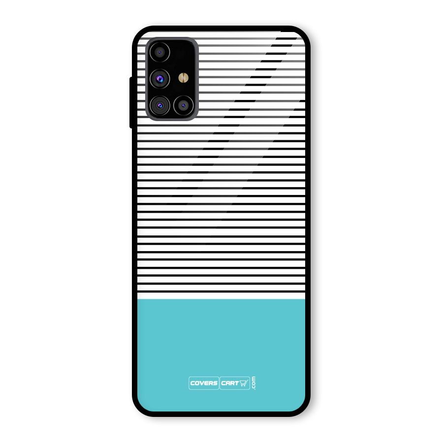 Deep Sky Blue Stripes Glass Back Case for Galaxy M31s