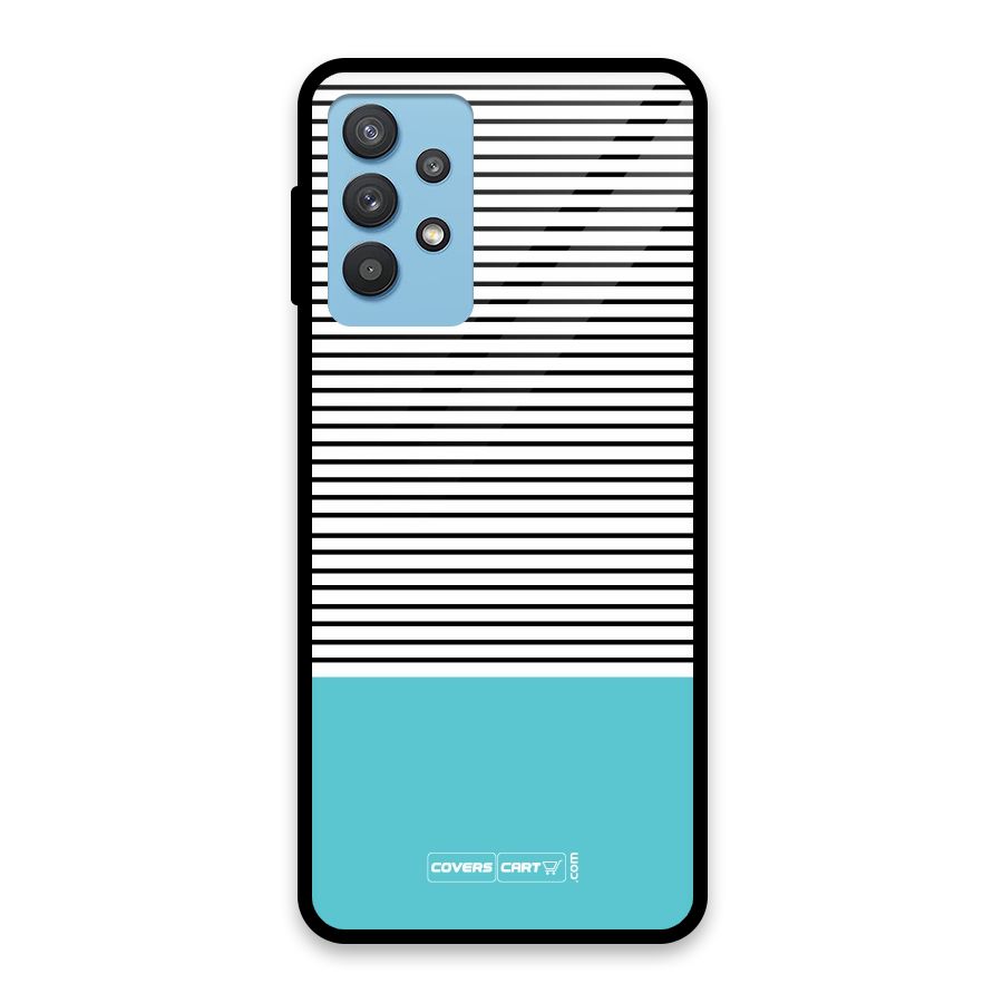 Deep Sky Blue Stripes Glass Back Case for Galaxy M32 5G