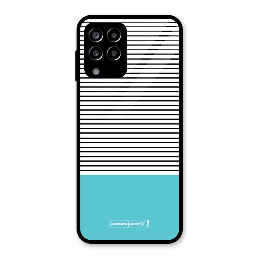 Deep Sky Blue Stripes Glass Back Case for Galaxy M33