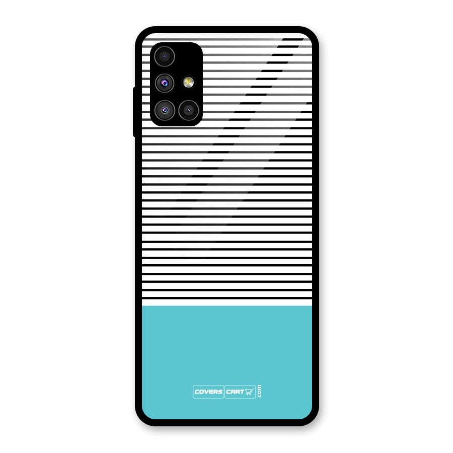 Deep Sky Blue Stripes Glass Back Case for Galaxy M51