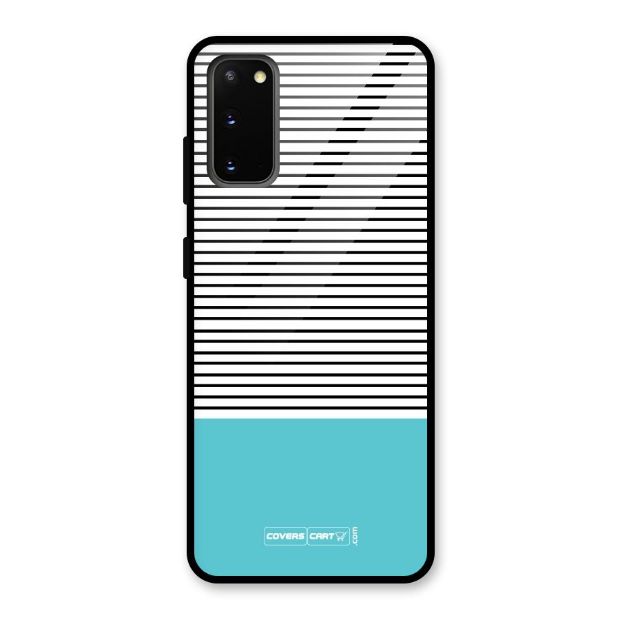 Deep Sky Blue Stripes Glass Back Case for Galaxy S20
