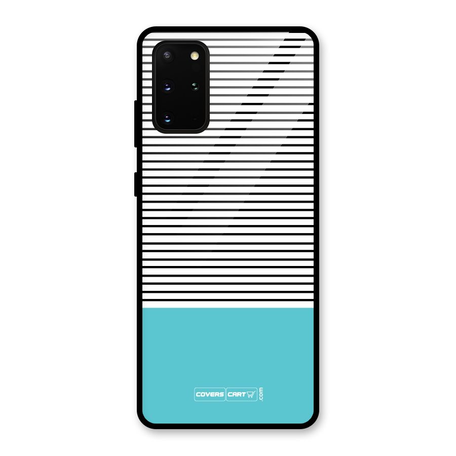 Deep Sky Blue Stripes Glass Back Case for Galaxy S20 Plus
