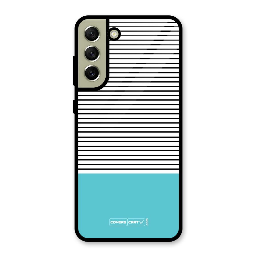 Deep Sky Blue Stripes Glass Back Case for Galaxy S21 FE 5G