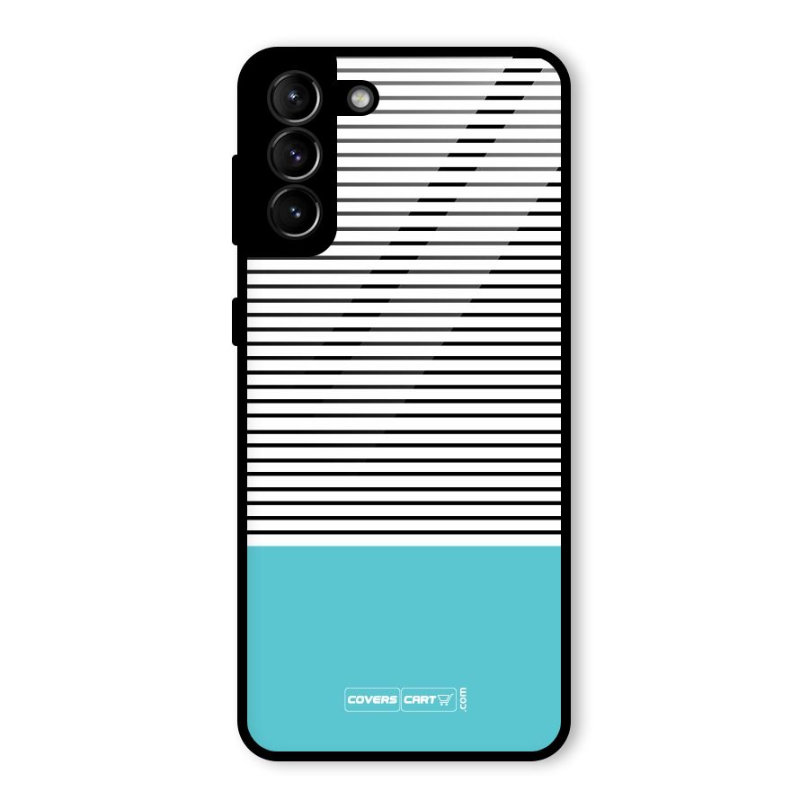 Deep Sky Blue Stripes Glass Back Case for Galaxy S21 Plus