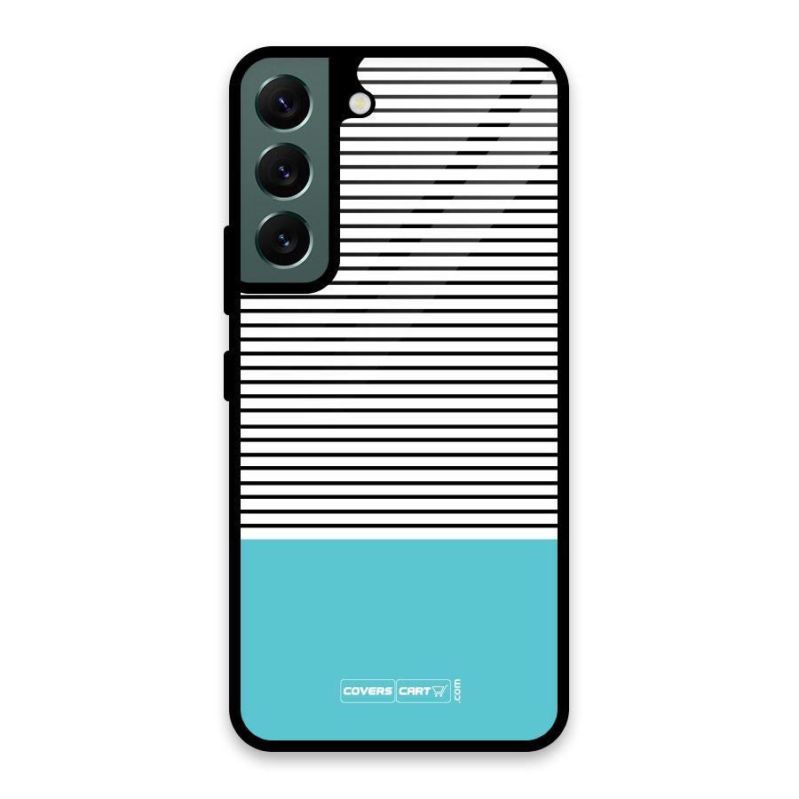 Deep Sky Blue Stripes Glass Back Case for Galaxy S22 5G