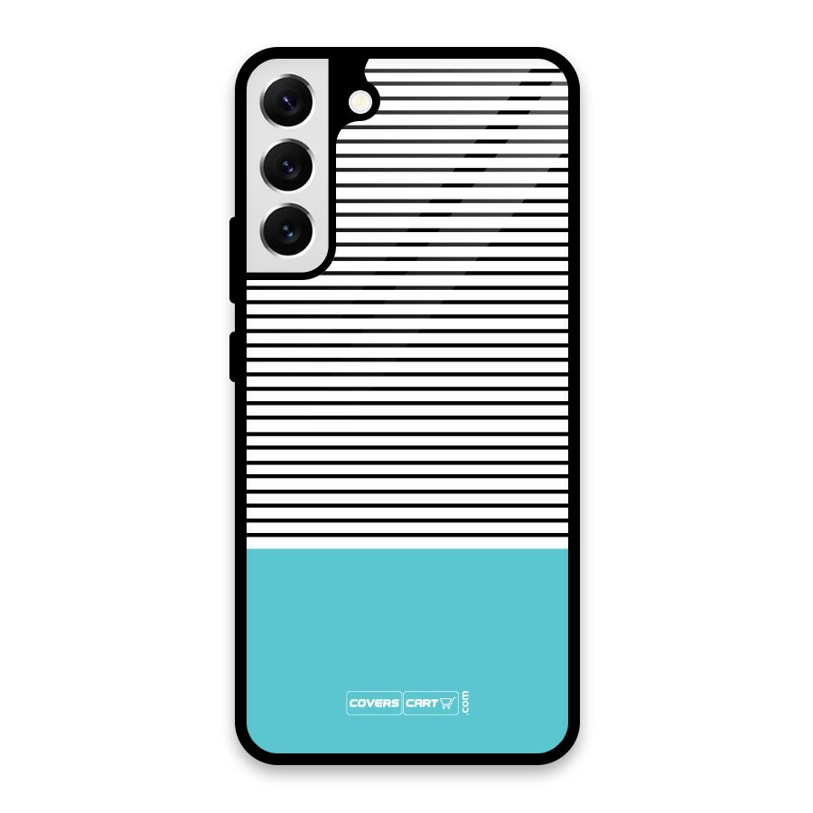 Deep Sky Blue Stripes Glass Back Case for Galaxy S22 Plus 5G
