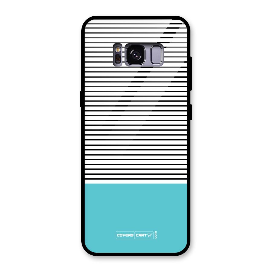 Deep Sky Blue Stripes Glass Back Case for Galaxy S8
