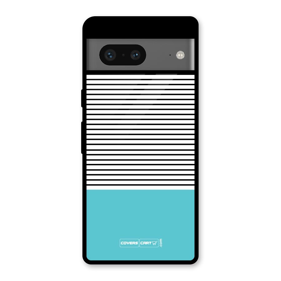 Deep Sky Blue Stripes Glass Back Case for Google Pixel 7