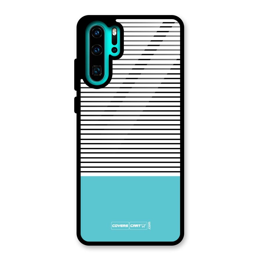 Deep Sky Blue Stripes Glass Back Case for Huawei P30 Pro