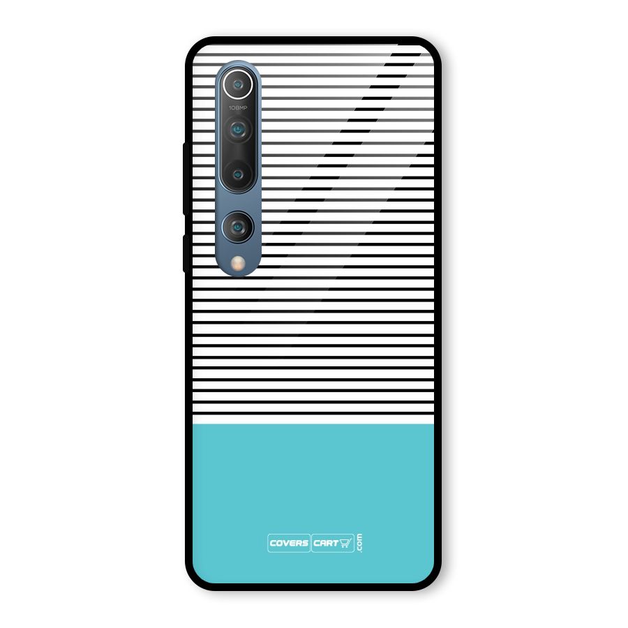 Deep Sky Blue Stripes Glass Back Case for Mi 10