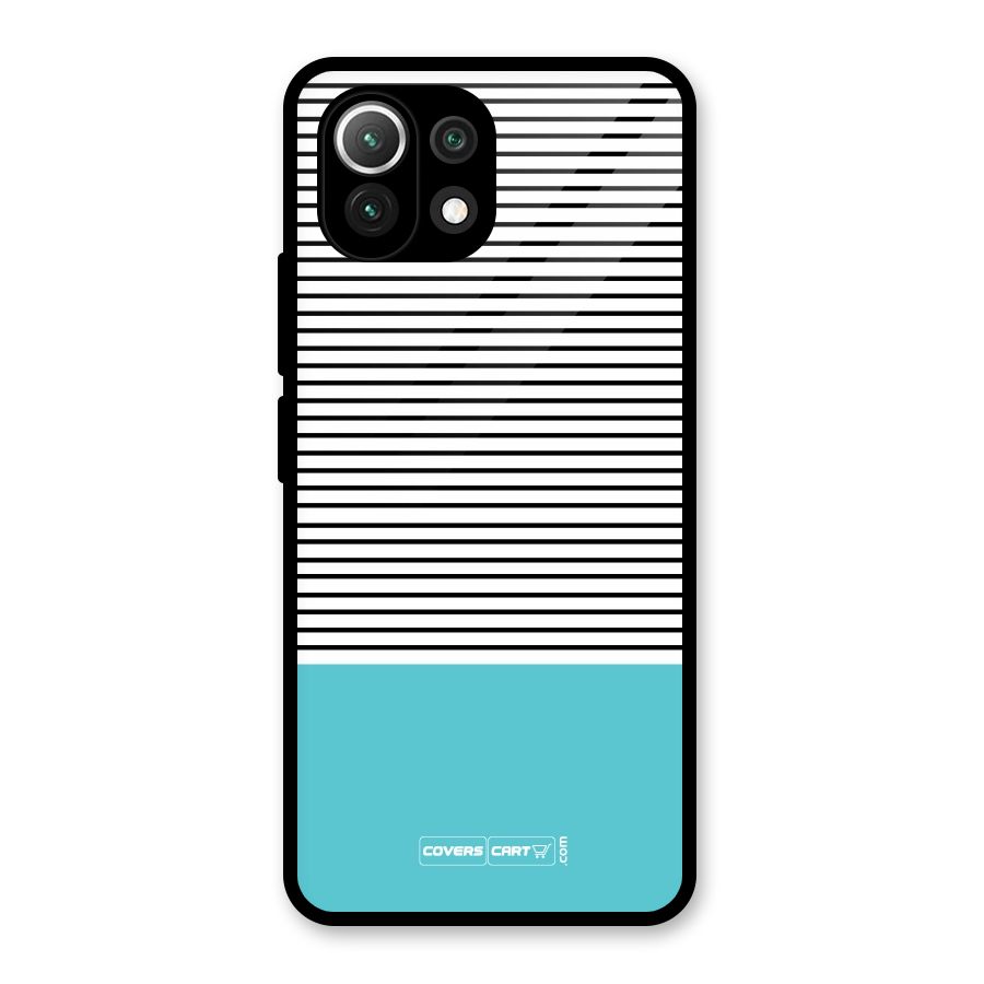 Deep Sky Blue Stripes Glass Back Case for Mi 11 Lite NE 5G