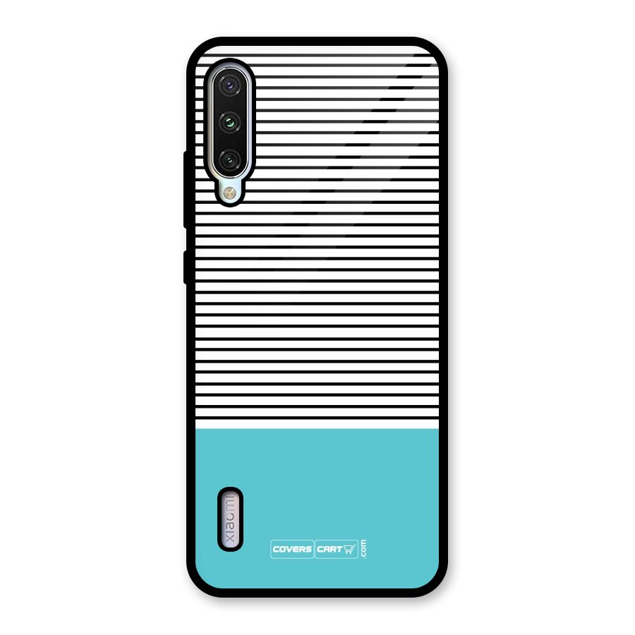 Deep Sky Blue Stripes Glass Back Case for Mi A3