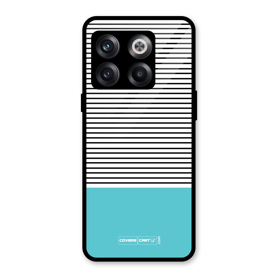 Deep Sky Blue Stripes Glass Back Case for OnePlus 10T