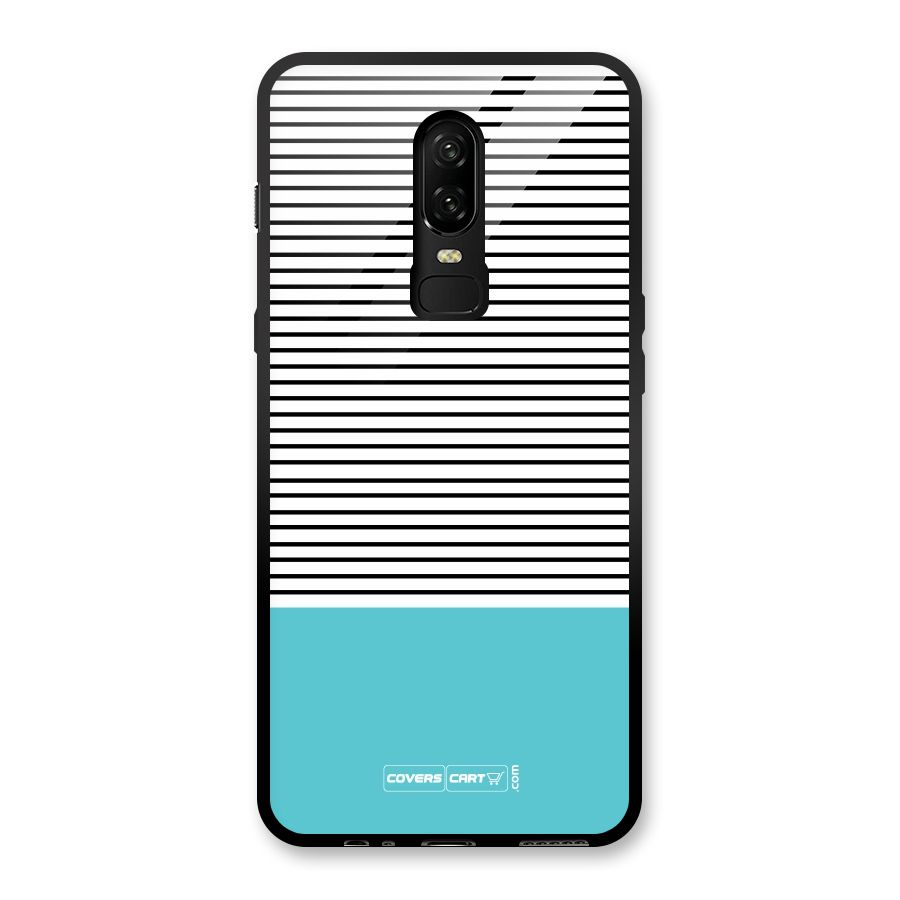 Deep Sky Blue Stripes Glass Back Case for OnePlus 6