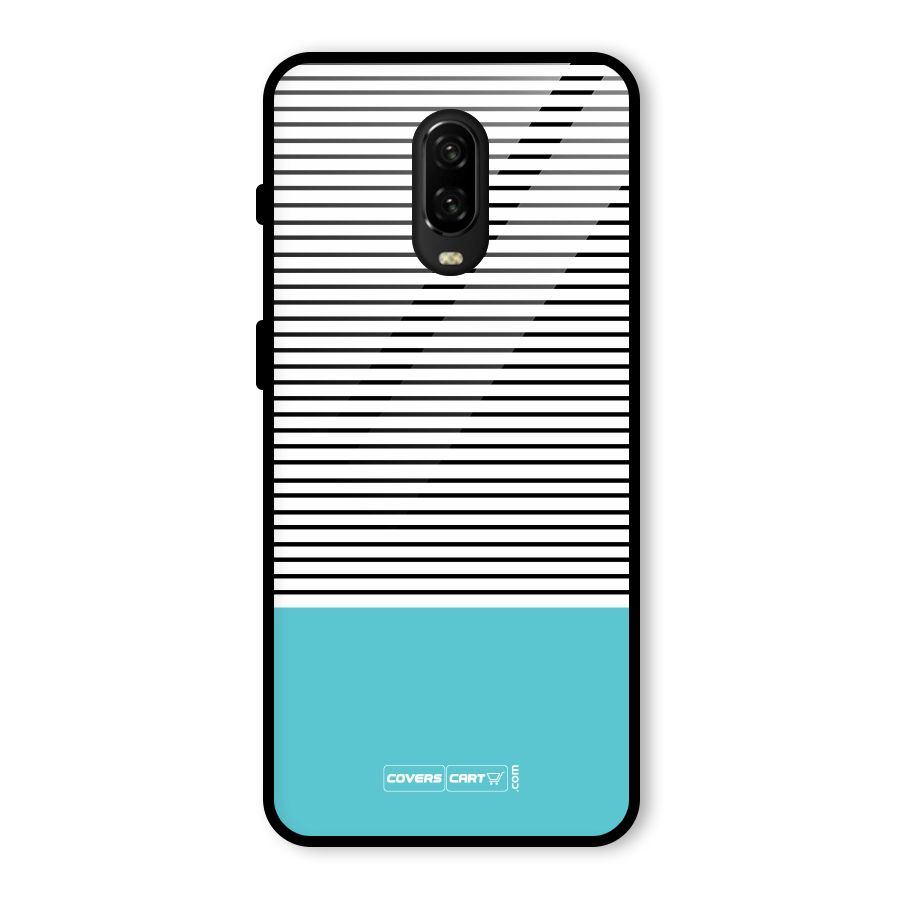 Deep Sky Blue Stripes Glass Back Case for OnePlus 6T