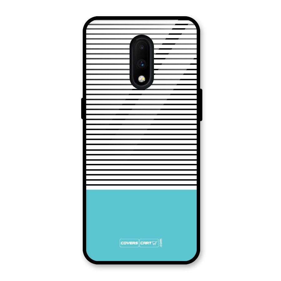 Deep Sky Blue Stripes Glass Back Case for OnePlus 7