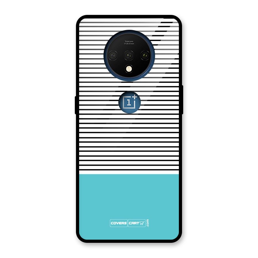 Deep Sky Blue Stripes Glass Back Case for OnePlus 7T