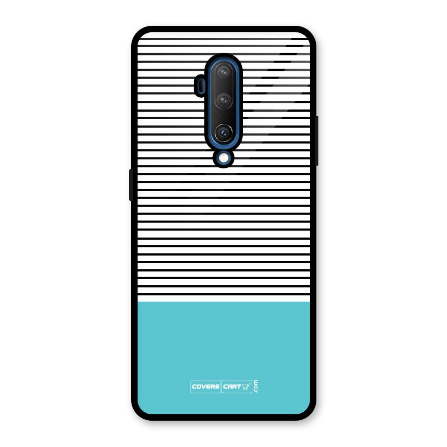 Deep Sky Blue Stripes Glass Back Case for OnePlus 7T Pro