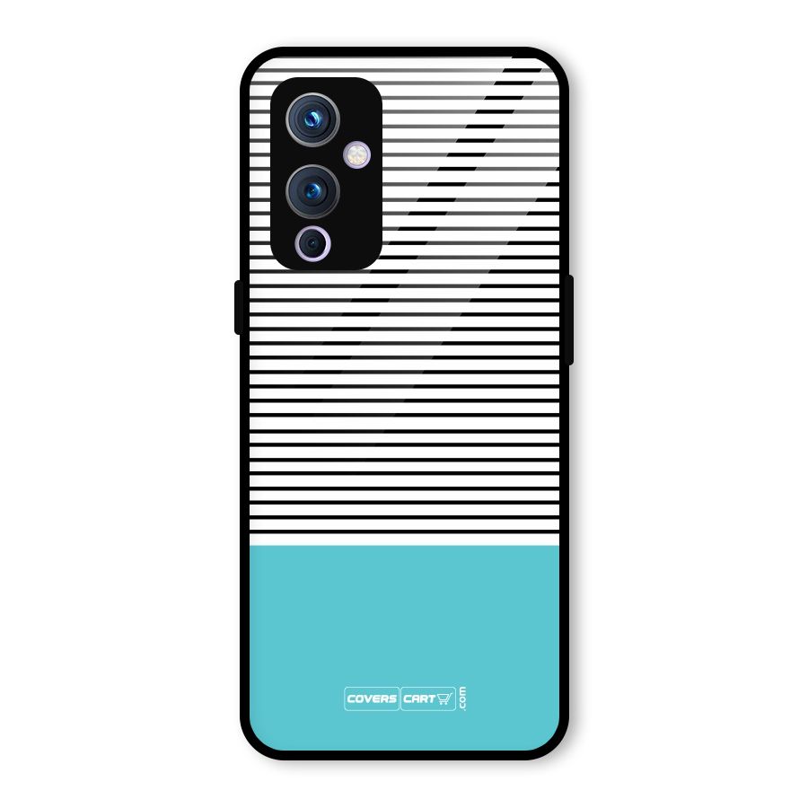Deep Sky Blue Stripes Glass Back Case for OnePlus 9