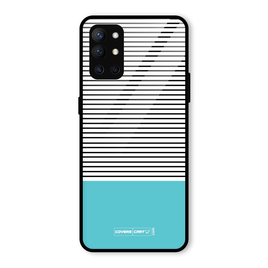 Deep Sky Blue Stripes Glass Back Case for OnePlus 9R