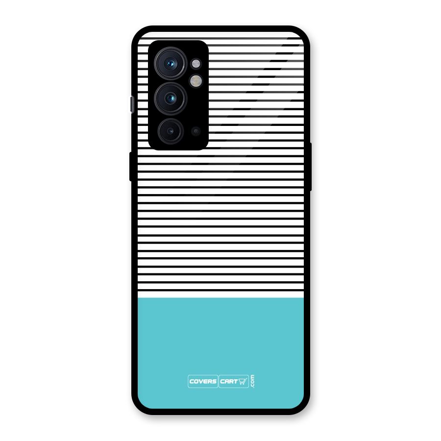 Deep Sky Blue Stripes Glass Back Case for OnePlus 9RT 5G