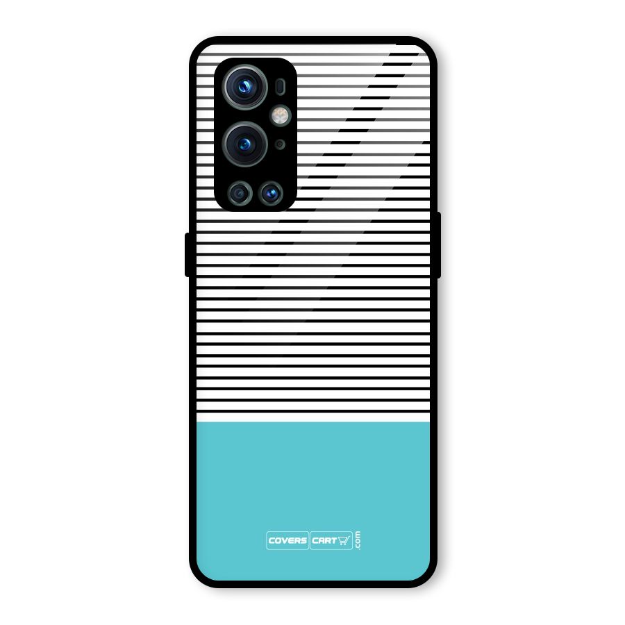 Deep Sky Blue Stripes Glass Back Case for OnePlus 9 Pro