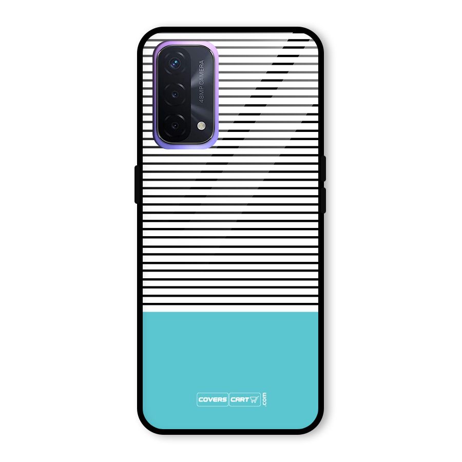 Deep Sky Blue Stripes Glass Back Case for Oppo A74 5G