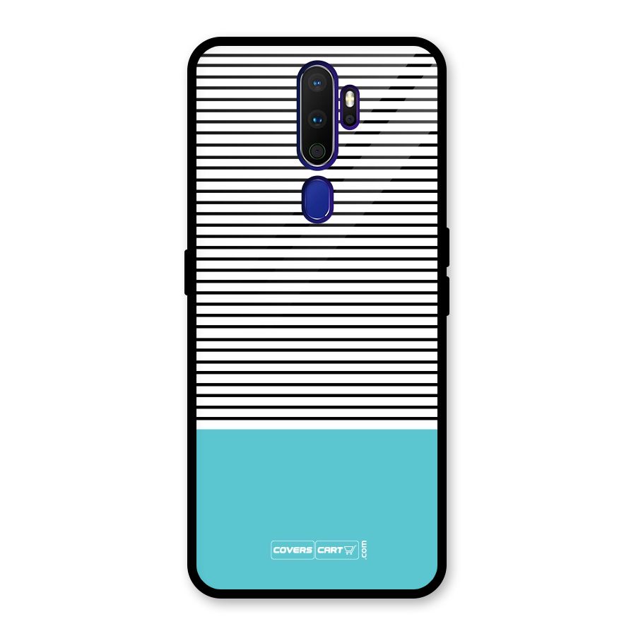 Deep Sky Blue Stripes Glass Back Case for Oppo A9 (2020)