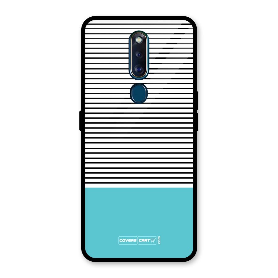 Deep Sky Blue Stripes Glass Back Case for Oppo F11 Pro