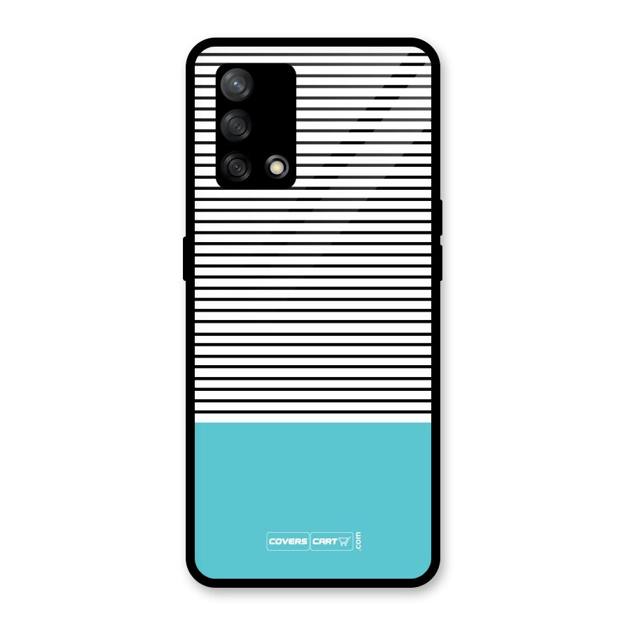 Deep Sky Blue Stripes Glass Back Case for Oppo F19