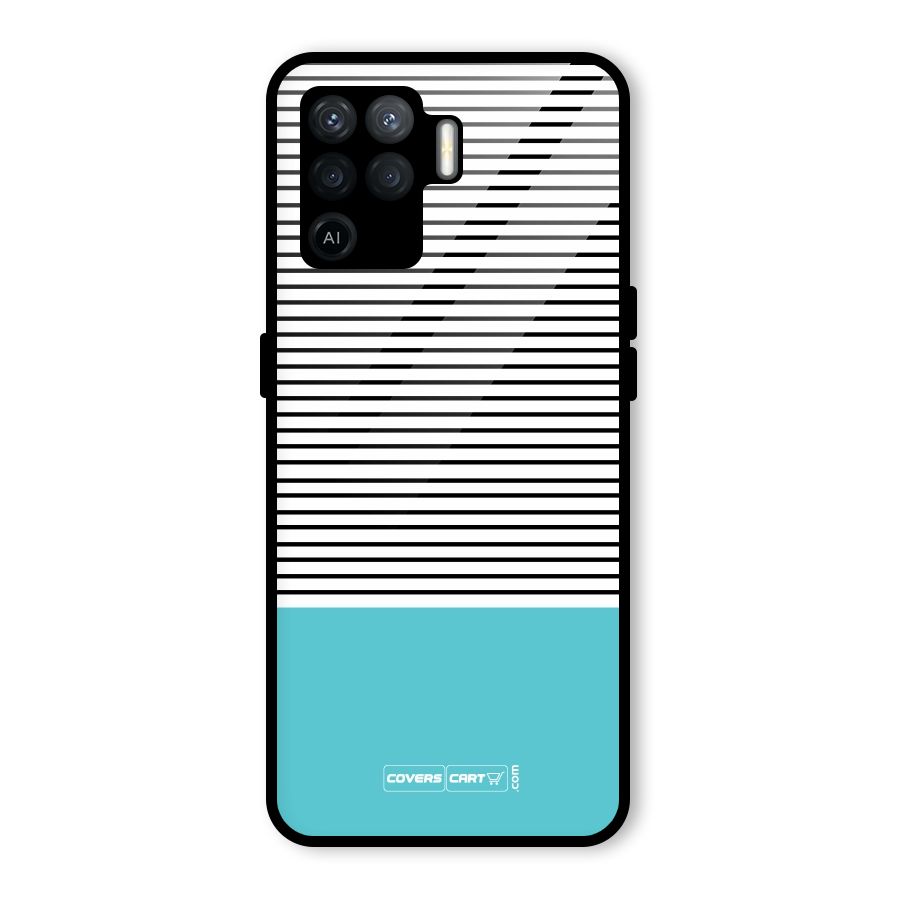 Deep Sky Blue Stripes Glass Back Case for Oppo F19 Pro