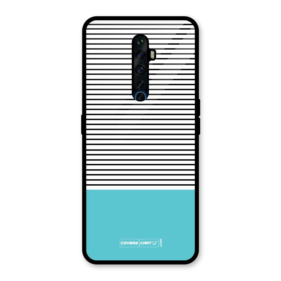 Deep Sky Blue Stripes Glass Back Case for Oppo Reno2 F