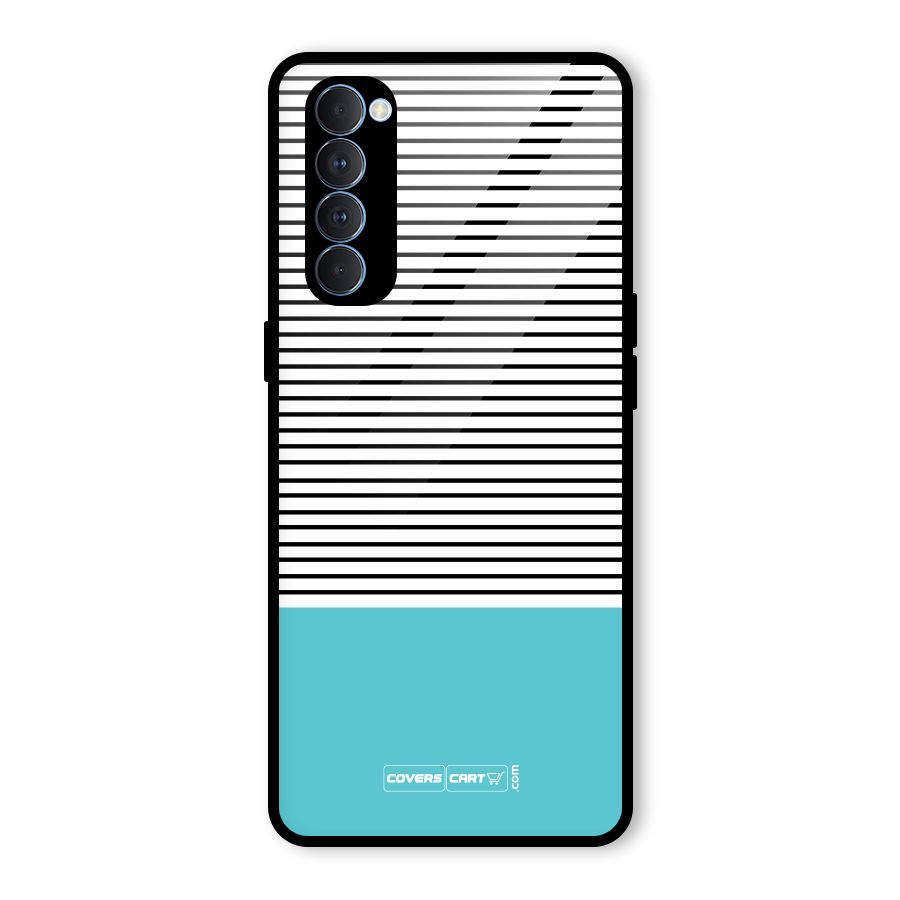 Deep Sky Blue Stripes Glass Back Case for Oppo Reno4 Pro