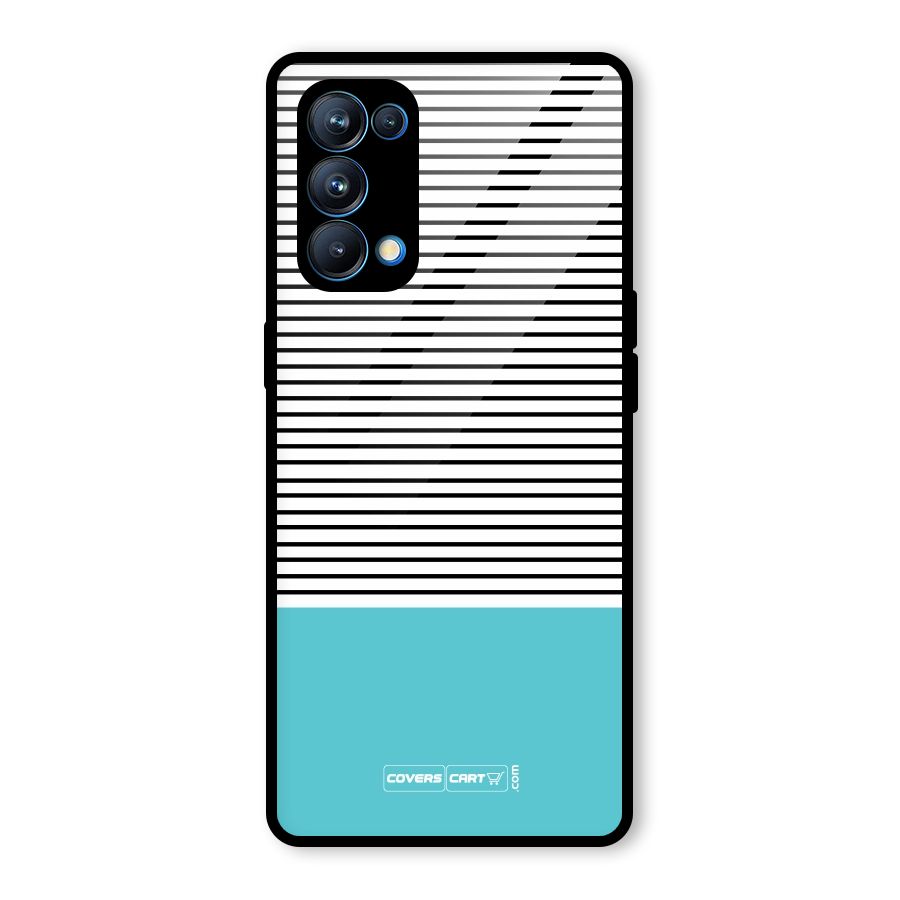 Deep Sky Blue Stripes Glass Back Case for Oppo Reno5 Pro 5G