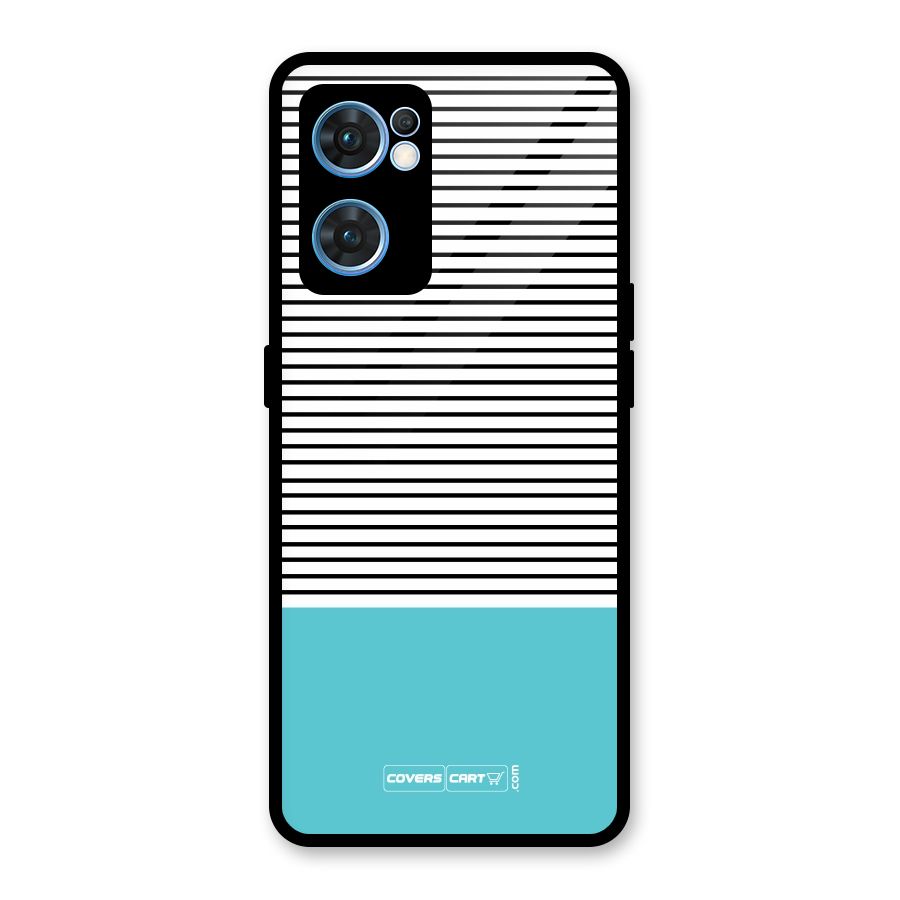 Deep Sky Blue Stripes Glass Back Case for Oppo Reno7 5G