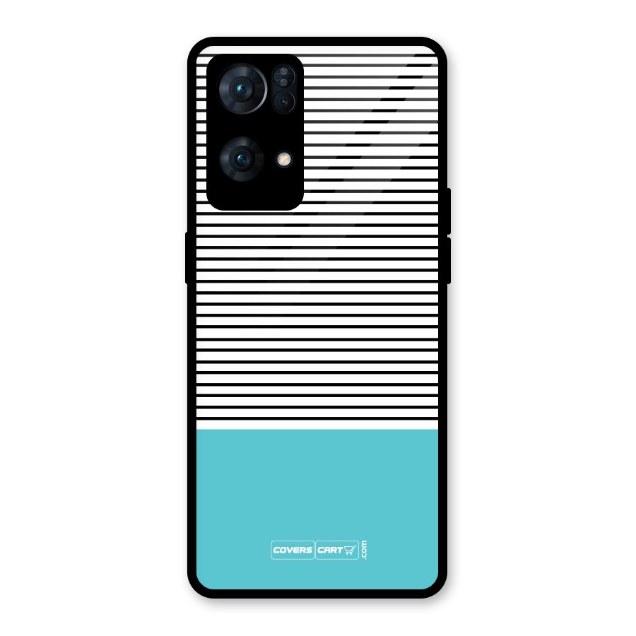 Deep Sky Blue Stripes Glass Back Case for Oppo Reno7 Pro 5G