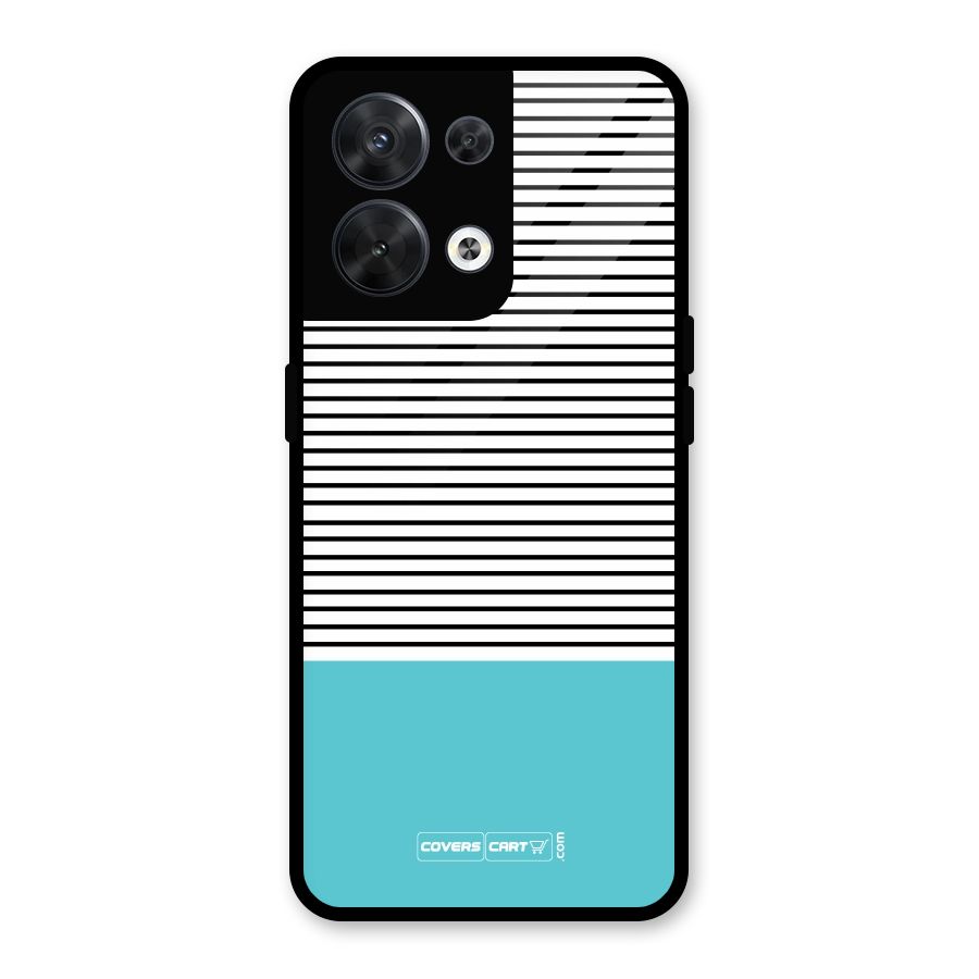 Deep Sky Blue Stripes Glass Back Case for Oppo Reno8 5G